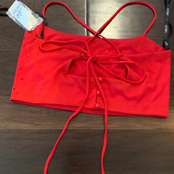 NWT Red Cropped Beaded Blouse - Picture 4 of 7